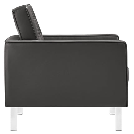 Modway EEI-6409 Loft Tufted Vegan Leather Armchair and Ottoman Set Modway