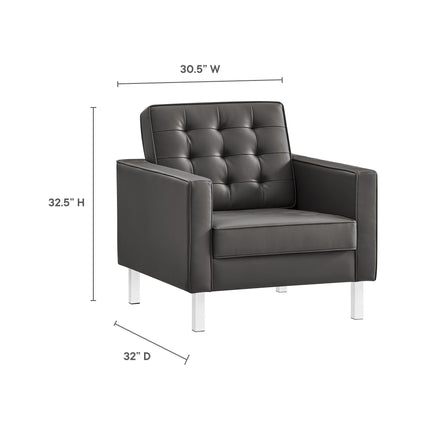 Modway EEI-4105 Loft 3-Piece Tufted Vegan Leather Furniture Set Modway