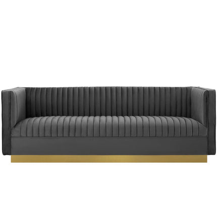 Modway EEI-3405 Sanguine Vertical Channel Tufted Performance Velvet Sofa Modway