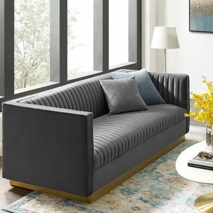 Modway EEI-3405 Sanguine Vertical Channel Tufted Performance Velvet Sofa Modway
