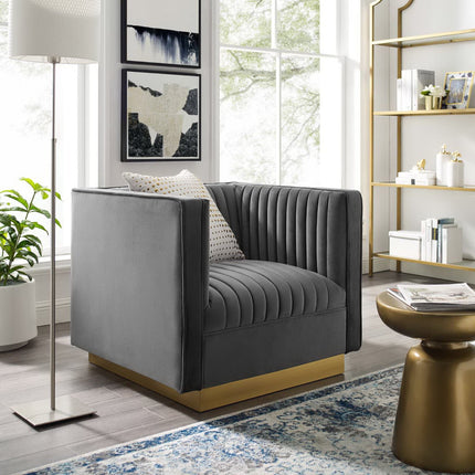 Modway EEI-3406 Sanguine Vertical Channel Tufted Accent Performance Velvet Armchair Modway