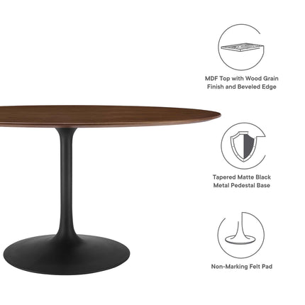 Modway EEI-3543 Lippa 60" Oval Walnut Wood Dining Table Modway
