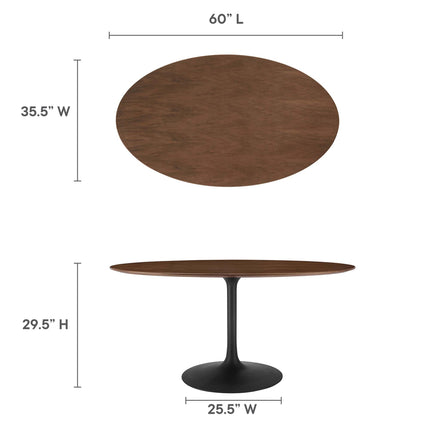 Modway EEI-3543 Lippa 60" Oval Walnut Wood Dining Table Modway