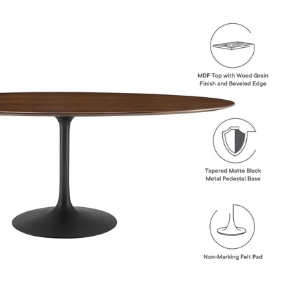 Modway EEI-3544 Lippa 78" Oval Walnut Wood Dining Table Modway