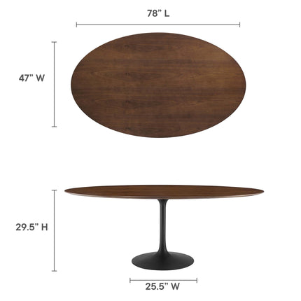 Modway EEI-3544 Lippa 78" Oval Walnut Wood Dining Table Modway