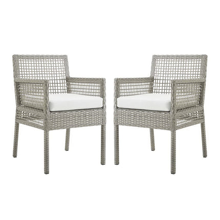 Modway EEI-3561 Aura Outdoor Patio Wicker Rattan Dining Armchair Set of 2 Modway