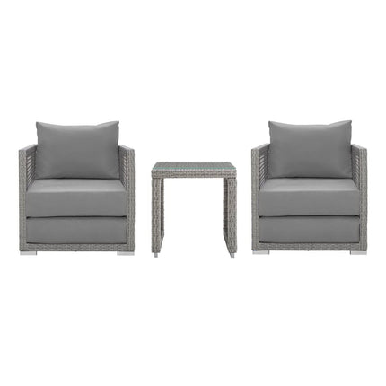 Modway EEI-3595 Aura 3 Piece Outdoor Patio Wicker Rattan Set Modway