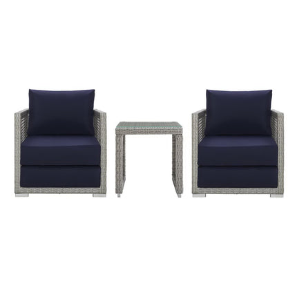 Modway EEI-3595 Aura 3 Piece Outdoor Patio Wicker Rattan Set Modway