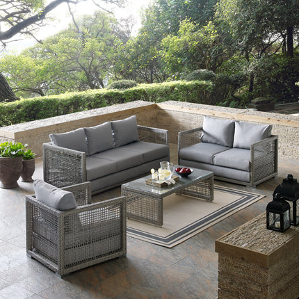 Modway EEI-3596 Aura 4 Piece Outdoor Patio Wicker Rattan Set Modway