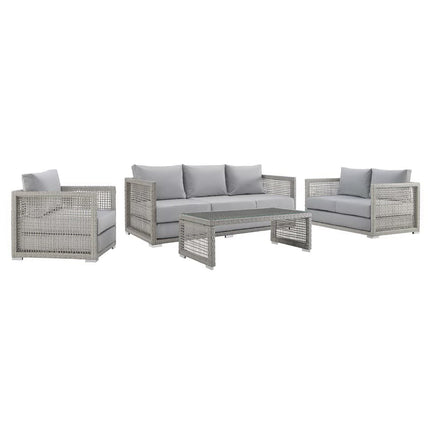 Modway EEI-3596 Aura 4 Piece Outdoor Patio Wicker Rattan Set Modway