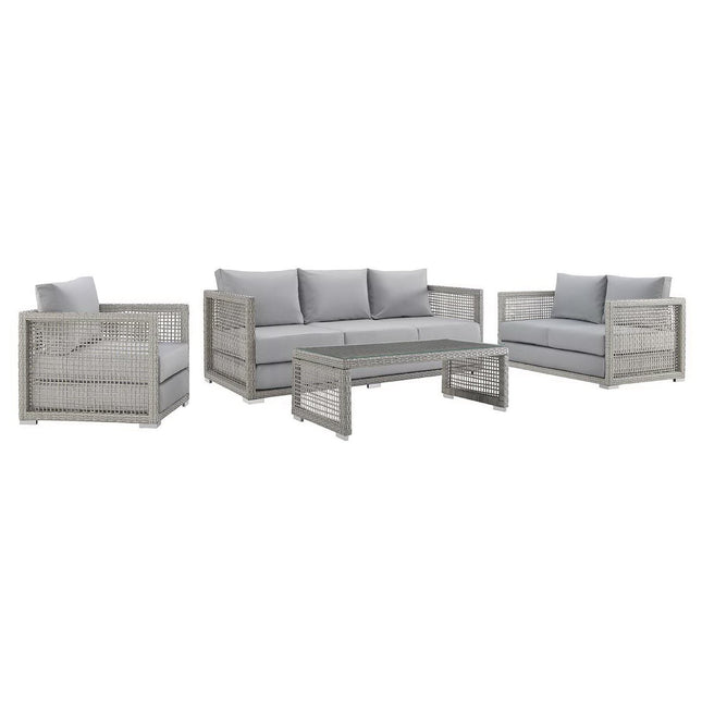 Modway EEI-3596 Aura 4 Piece Outdoor Patio Wicker Rattan Set Modway