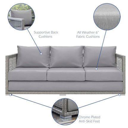 Modway EEI-3596 Aura 4 Piece Outdoor Patio Wicker Rattan Set Modway