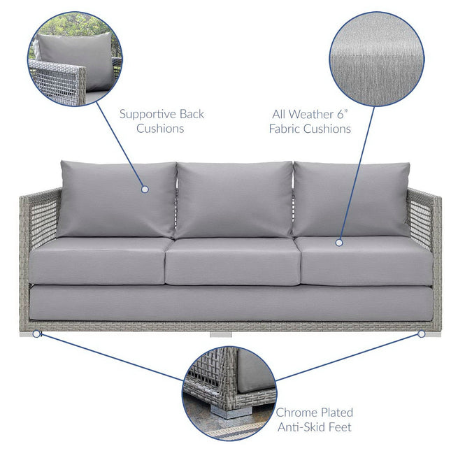 Modway EEI-3596 Aura 4 Piece Outdoor Patio Wicker Rattan Set Modway