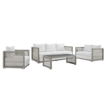 Modway EEI-3596 Aura 4 Piece Outdoor Patio Wicker Rattan Set Modway