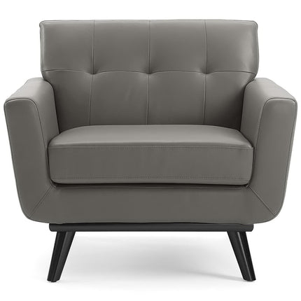 Modway EEI-3734 Engage Top-Grain Leather Living Room Lounge Accent Armchair Modway