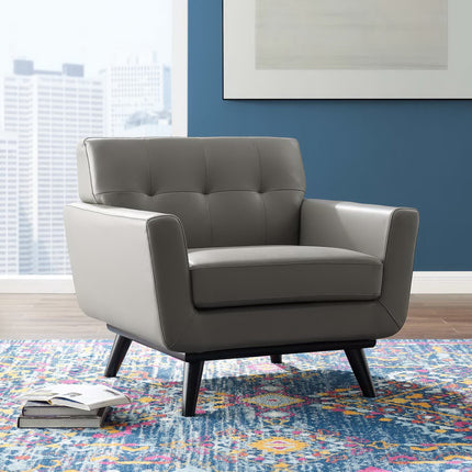 Modway EEI-3734 Engage Top-Grain Leather Living Room Lounge Accent Armchair Modway