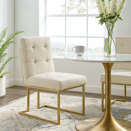 Modway EEI-3743 Privy Gold Stainless Steel Upholstered Fabric Dining Accent Chair Modway