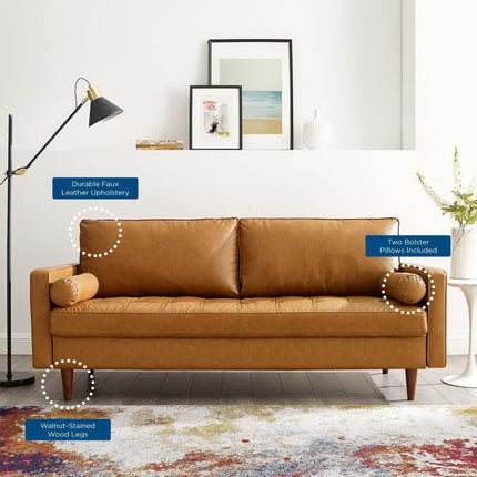 Modway EEI-3765 Valour Tufted Vegan Leather Sofa Modway