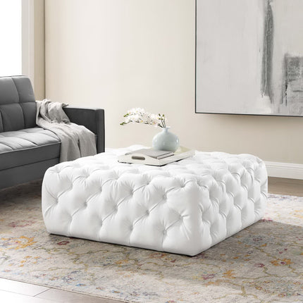Modway EEI-3773 Amour Tufted Button Large Square Faux Leather Ottoman Modway