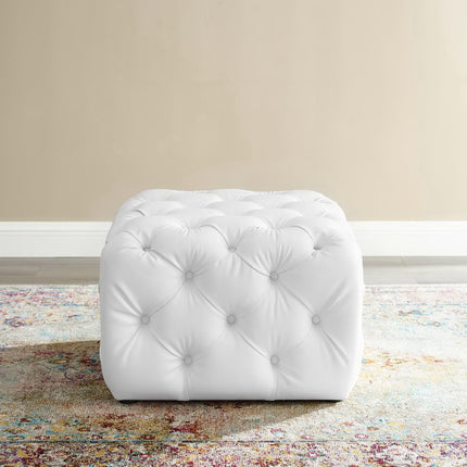 Modway EEI-3775 Amour Tufted Button Square Faux Leather Ottoman Modway