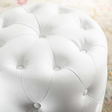 Modway EEI-3777 Amour Tufted Button Round Faux Leather Ottoman Modway