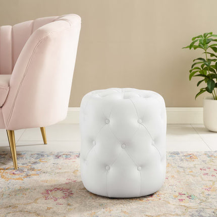Modway EEI-3777 Amour Tufted Button Round Faux Leather Ottoman Modway