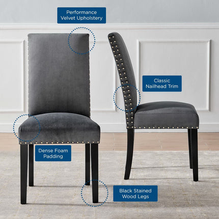 Modway EEI-3779 Parcel Performance Velvet Dining Side Chairs Set of 2 Modway