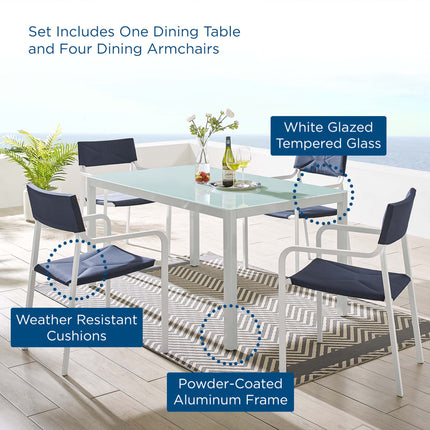 Modway EEI-3796 Raleigh 5 Piece Outdoor Patio Aluminum Dining Set Modway