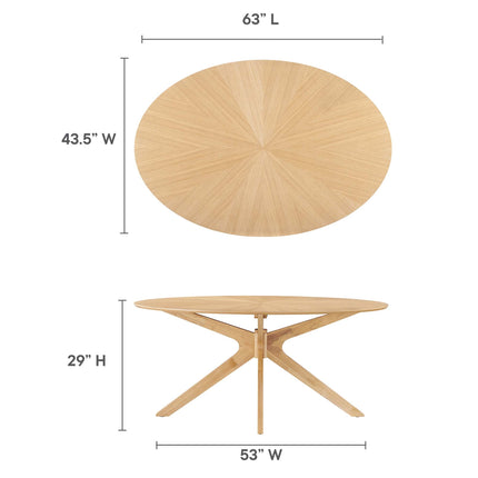 Modway EEI-3848 Crossroads 63" Oval Wood Dining Table Modway