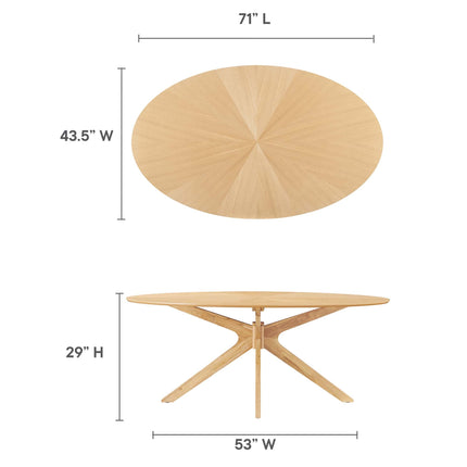 Modway EEI-3849 Crossroads 71" Oval Wood Dining Table Modway