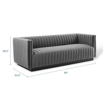 Modway EEI-3885 Conjure Channel Tufted Velvet Sofa Modway