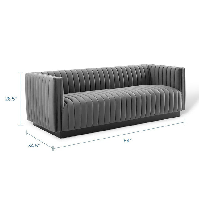 Modway EEI-3885 Conjure Channel Tufted Velvet Sofa Modway