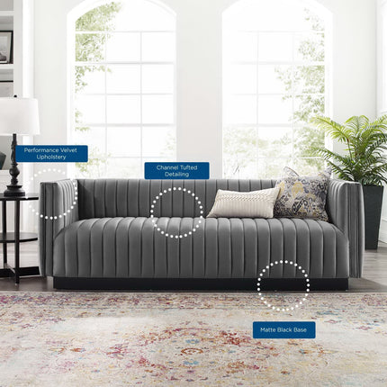 Modway EEI-3885 Conjure Channel Tufted Velvet Sofa Modway
