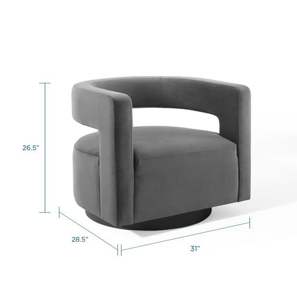 Modway EEI-3947 Spin Cutaway Performance Velvet Swivel Armchair - Plaza Home Decor