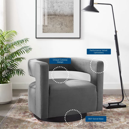 Modway EEI-3947 Spin Cutaway Performance Velvet Swivel Armchair - Plaza Home Decor