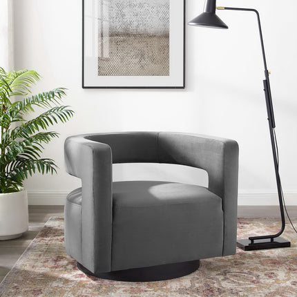 Modway EEI-3947 Spin Cutaway Performance Velvet Swivel Armchair - Plaza Home Decor
