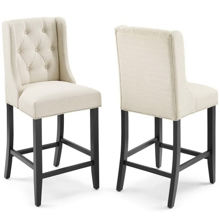 Modway EEI-4020 Baronet Upholstered Fabric Counter Bar Stool Set of 2 Modway