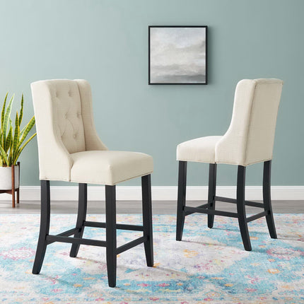 Modway EEI-4020 Baronet Upholstered Fabric Counter Bar Stool Set of 2 Modway