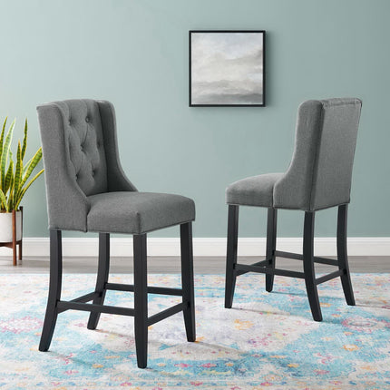 Modway EEI-4020 Baronet Upholstered Fabric Counter Bar Stool Set of 2 Modway