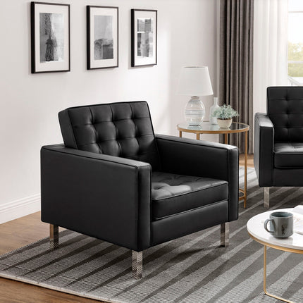 Modway EEI-4101 Loft Tufted Vegan Leather Armchairs Set of 2 Modway