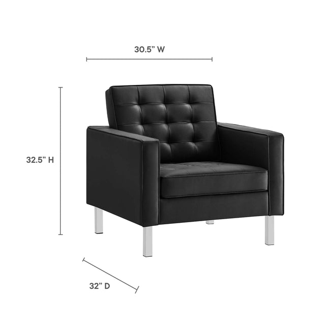 Modway EEI-4101 Loft Tufted Vegan Leather Armchairs Set of 2 Modway