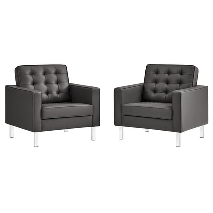 Modway EEI-4101 Loft Tufted Vegan Leather Armchairs Set of 2 Modway