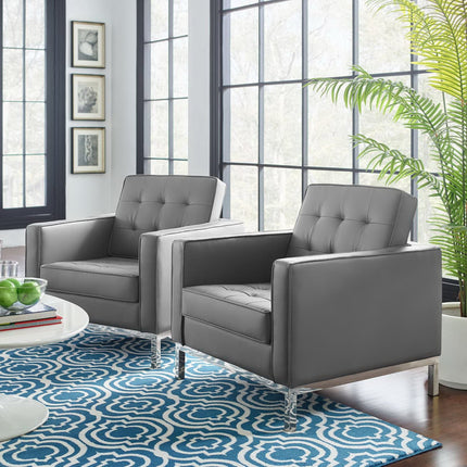 Modway EEI-4101 Loft Tufted Vegan Leather Armchairs Set of 2 Modway