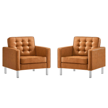 Modway EEI-4101 Loft Tufted Vegan Leather Armchairs Set of 2 Modway