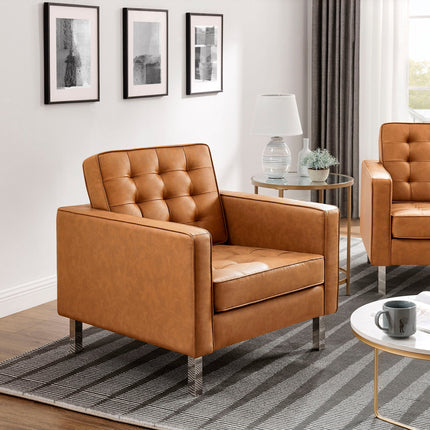 Modway EEI-4101 Loft Tufted Vegan Leather Armchairs Set of 2 Modway
