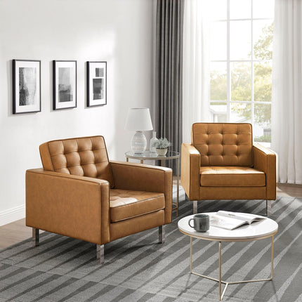 Modway EEI-4101 Loft Tufted Vegan Leather Armchairs Set of 2 Modway