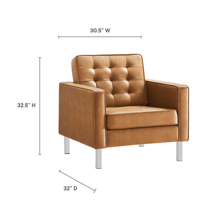 Modway EEI-4101 Loft Tufted Vegan Leather Armchairs Set of 2 Modway