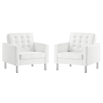 Modway EEI-4101 Loft Tufted Vegan Leather Armchairs Set of 2 Modway