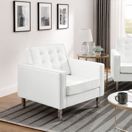 Modway EEI-4101 Loft Tufted Vegan Leather Armchairs Set of 2 Modway