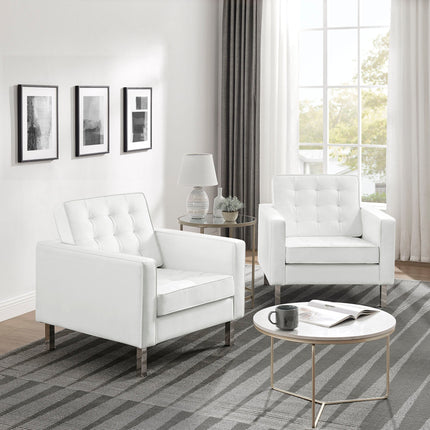 Modway EEI-4101 Loft Tufted Vegan Leather Armchairs Set of 2 Modway